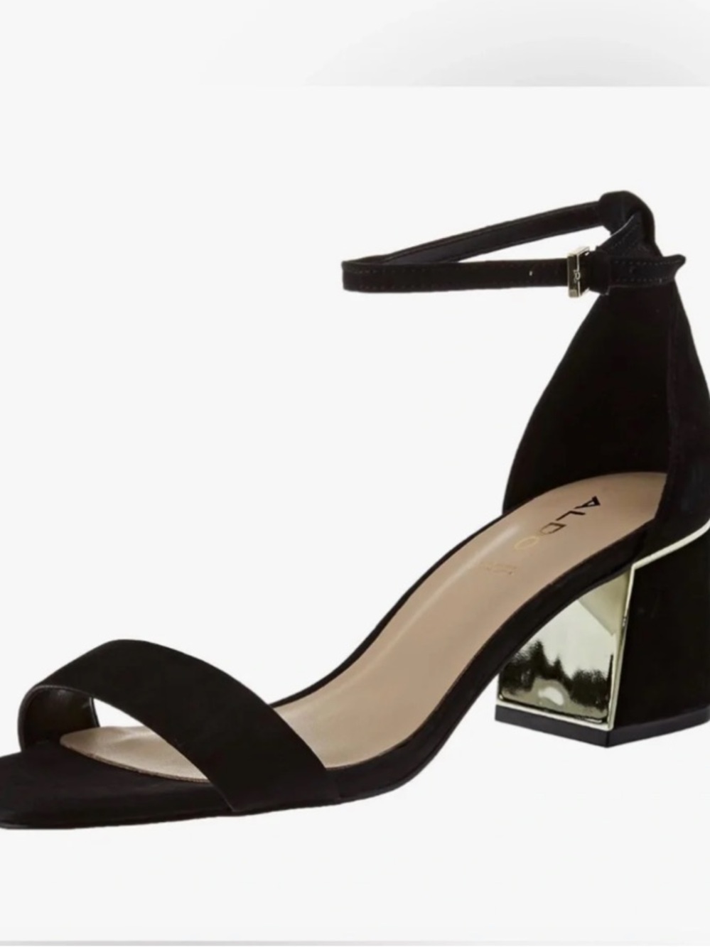 ALDO Black Suede Ankle-Strap Block Heel Sandals